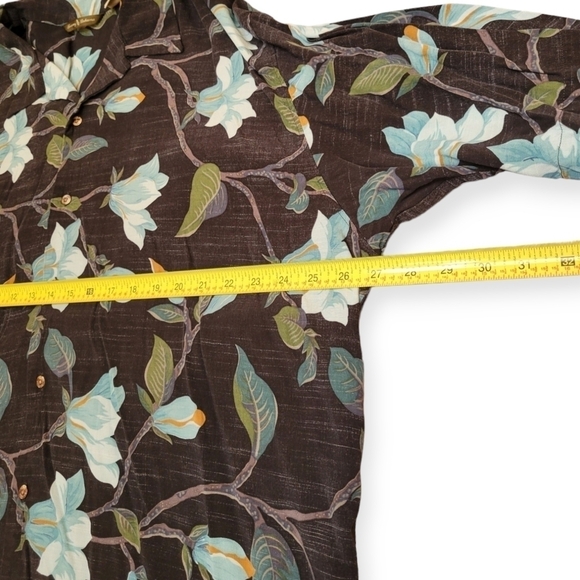 Tommy Bahama Hawaiian Floral Button Up Shirt Top Men's Size XXL Blue Green - Picture 7 of 9